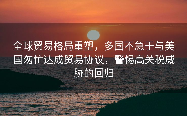 全球贸易格局重塑，多国不急于与美国匆忙达成贸易协议，警惕高关税威胁的回归