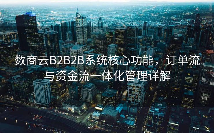 数商云B2B2B系统核心功能，订单流与资金流一体化管理详解