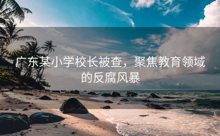 广东某小学校长被查，聚焦教育领域的反腐风暴