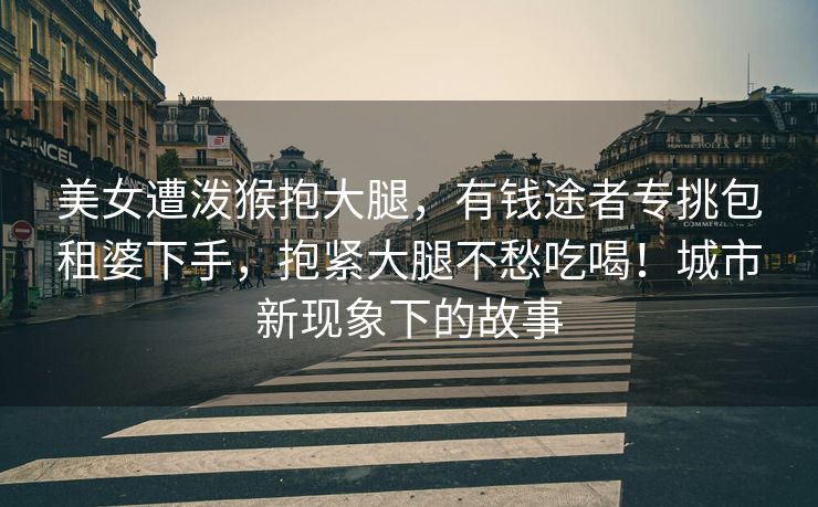 美女遭泼猴抱大腿，有钱途者专挑包租婆下手，抱紧大腿不愁吃喝！城市新现象下的故事