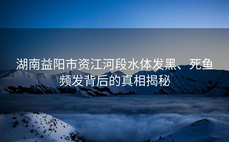 湖南益阳市资江河段水体发黑、死鱼频发背后的真相揭秘