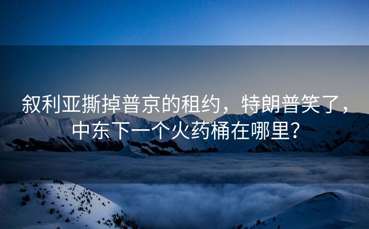 叙利亚撕掉普京的租约，特朗普笑了，中东下一个火药桶在哪里？