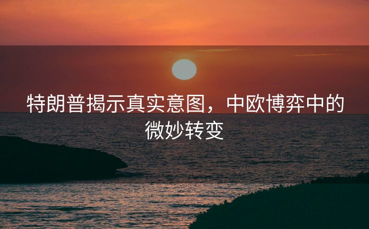特朗普揭示真实意图，中欧博弈中的微妙转变