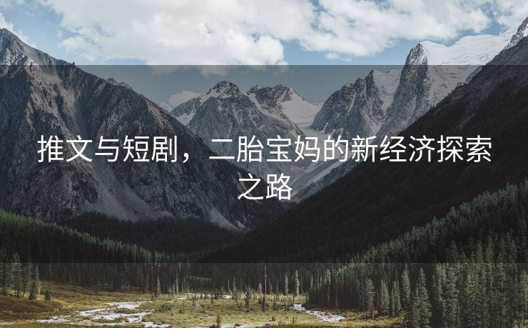推文与短剧，二胎宝妈的新经济探索之路