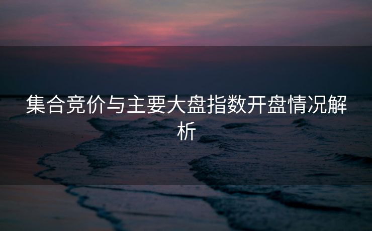 集合竞价与主要大盘指数开盘情况解析