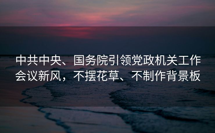 中共中央、国务院引领党政机关工作会议新风，不摆花草、不制作背景板