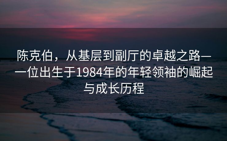 陈克伯，从基层到副厅的卓越之路—一位出生于1984年的年轻领袖的崛起与成长历程