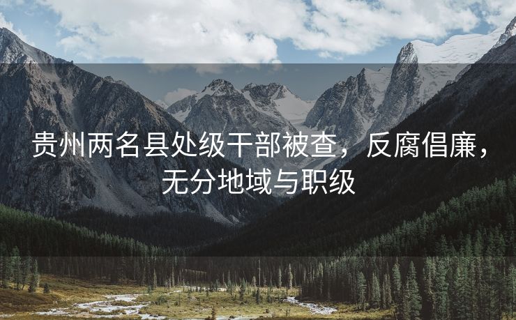 贵州两名县处级干部被查，反腐倡廉，无分地域与职级