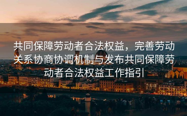 共同保障劳动者合法权益，完善劳动关系协商协调机制与发布共同保障劳动者合法权益工作指引