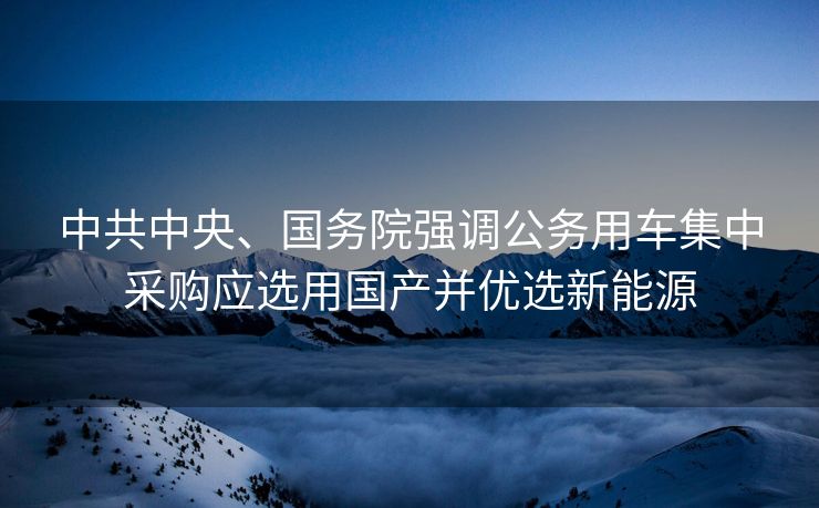 中共中央、国务院强调公务用车集中采购应选用国产并优选新能源