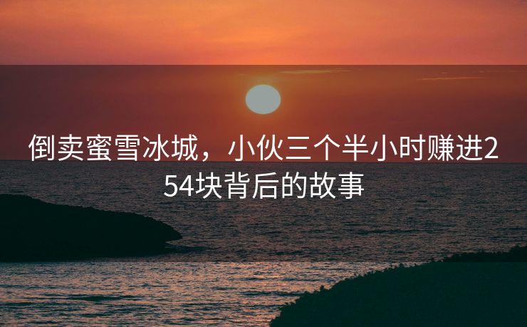 倒卖蜜雪冰城，小伙三个半小时赚进254块背后的故事