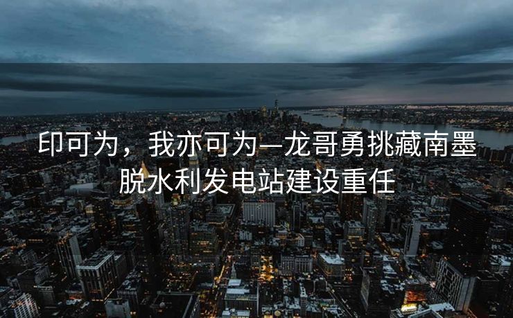 印可为，我亦可为—龙哥勇挑藏南墨脱水利发电站建设重任
