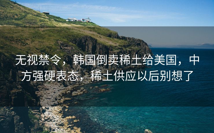 无视禁令，韩国倒卖稀土给美国，中方强硬表态，稀土供应以后别想了