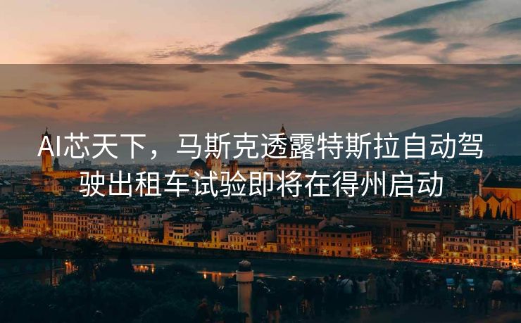 AI芯天下，马斯克透露特斯拉自动驾驶出租车试验即将在得州启动