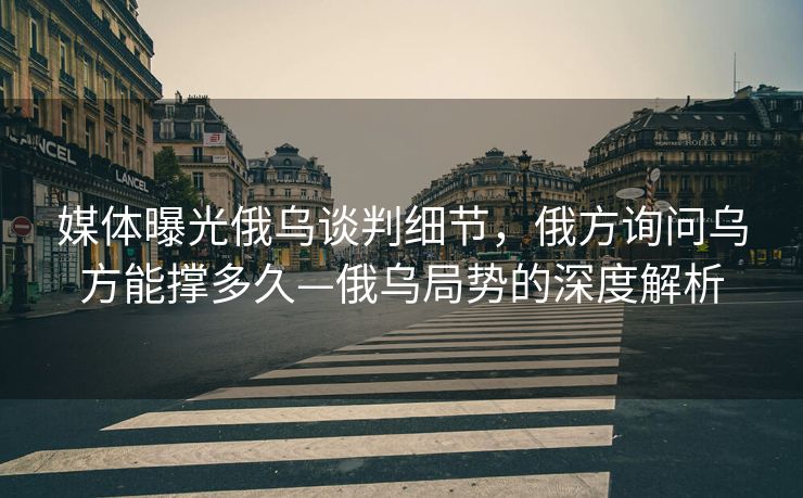 媒体曝光俄乌谈判细节，俄方询问乌方能撑多久—俄乌局势的深度解析